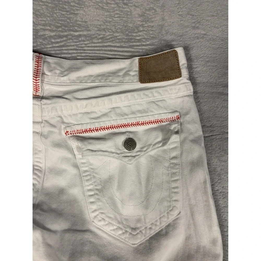 True Religion Ricky Relaxed Straight Jeans Men's Size 38 White Cotton Used